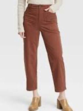 a new day High-Rise Straight Crop Pants in Rust Brown